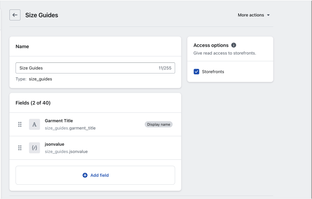 shopify metafield with metaobjects json